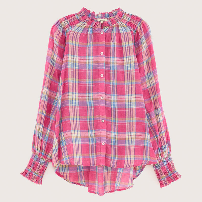 Cassis Long Sleeve Blouse in Check