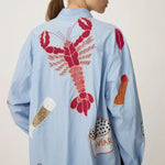 Bead Embellished Shirt in Dust Blue