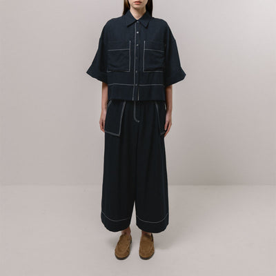 EMIN PAUL Ultra Wide Leg Trousers Navy