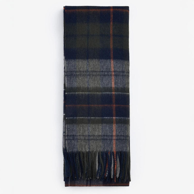 Brack Patchwork Tartan Scarf in Navy/Dark Ginger