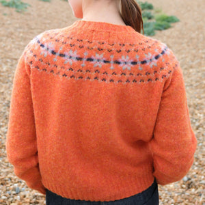 Brushed Cropped Fairisle Cardigan in Jaffa