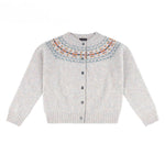 Brushed Cropped Fairisle Cardigan in Pearl