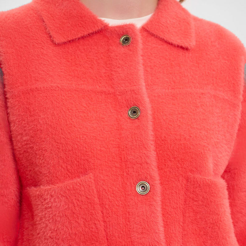 RINO & PELLE Bubbly Boxy Jacket in Hot Coral