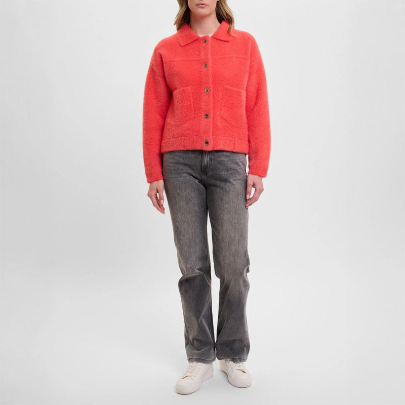 RINO & PELLE Bubbly Boxy Jacket in Hot Coral