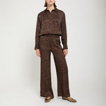 Printed Herringbone Viscose Shirt in Chocolate