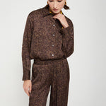 Printed Herringbone Viscose Shirt in Chocolate