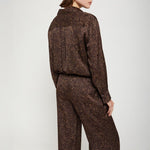 Printed Herringbone Viscose Shirt in Chocolate