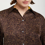 Printed Herringbone Viscose Shirt in Chocolate