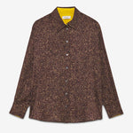 Printed Herringbone Viscose Shirt in Chocolate