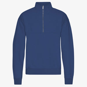 Organic Quarter Zip Jumper in Marine Blue