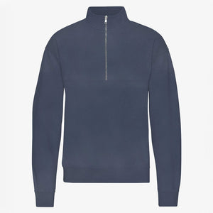 Organic Quarter Zip Jumper in Neptune Blue