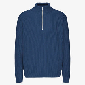 Merino Quarter Zip in Marine Blue