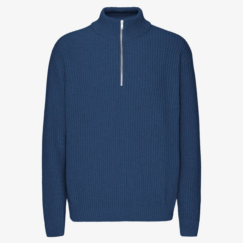 Merino Quarter Zip in Marine Blue