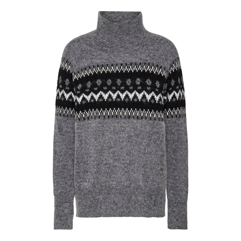 Canazei Nordic Roll Neck Knit in Grey