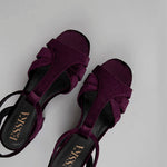 Charlie 70s T Bar Sandals in Velvet Plum