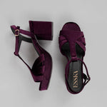 Charlie 70s T Bar Sandals in Velvet Plum