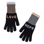 Contrasting Love & Hope Gloves in Black/Multi