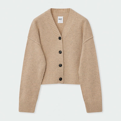 DAY BIRGER ET MIKKELSEN Jordane Soft Lambs Wool Cardigan in Almond Melange