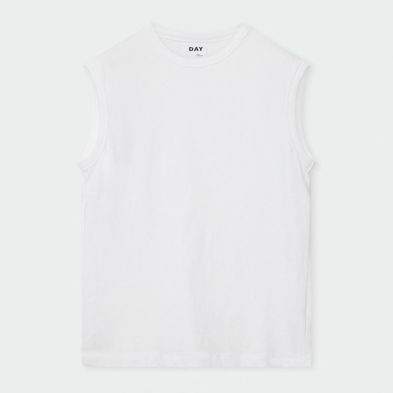 Pedro Heavy Jersey Sleeveless Top in Bright White