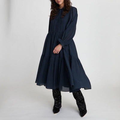 Crispy Midi Dress in Navy