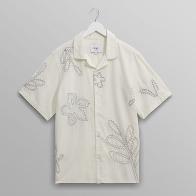 WAX LONDON Didcot Shirt in Ecru/Pale Blue