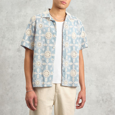 WAX LONDON Didcot Shirt in Pale Blue/Ecru