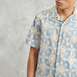 WAX LONDON Didcot Shirt in Pale Blue/Ecru