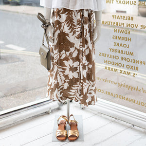 Long Printed Skirt in Brown