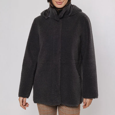 Dumi Reversible Faux Suede Coat in Graphite