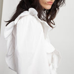 White Blouse with Tongues and Embroideries