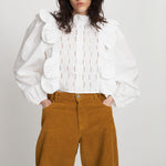 White Blouse with Tongues and Embroideries