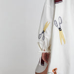 Embroidered Shirt Dress in Creme/White