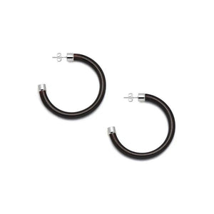 BRANCH JEWELLERY Black Wood Hoop Earrings Sterling Silver