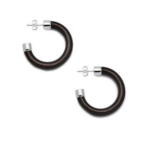 BRANCH JEWELLERY Small Black Wood Hoop Earrings with Sterling Silver