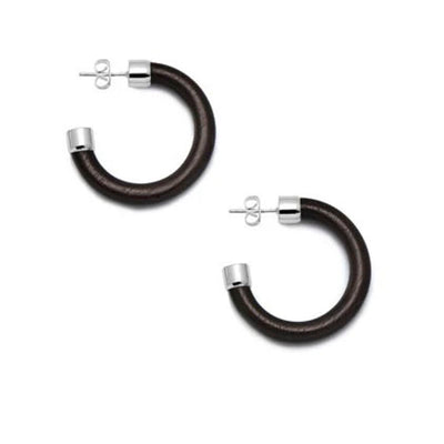 BRANCH JEWELLERY Small Black Wood Hoop Earrings with Sterling Silver