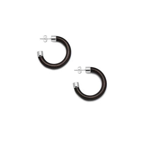 BRANCH JEWELLERY Small Black Wood Hoop Earrings with Sterling Silver