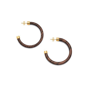 Rosewood Hoop Earrings with Gold Plated Metal