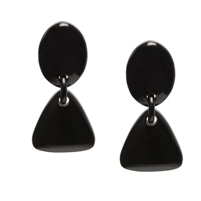 Triangular Horn Drop Earrings in Black