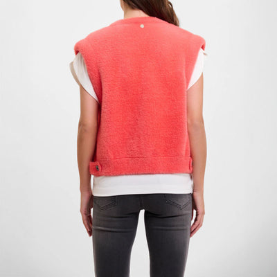 RINO & PELLE Elona Short Waistcoat in Hot Coral