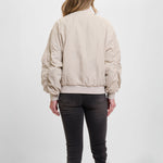 RINO & PELLE Elyn Reversible Bomber Jacket in Fog Grey & Clover Green