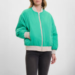 RINO & PELLE Elyn Reversible Bomber Jacket in Fog Grey & Clover Green