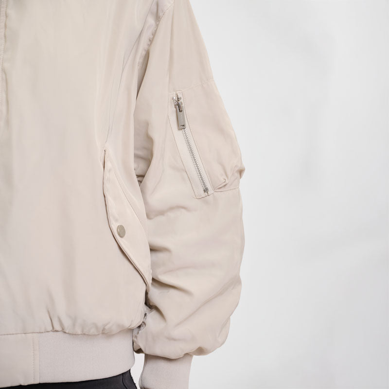 RINO & PELLE Elyn Reversible Bomber Jacket in Fog Grey & Clover Green