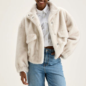 Enora Faux Fur Jacket in Cream