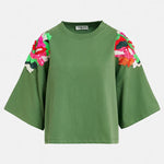 Fester Embroidered T Shirt in Emerald