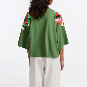 Fester Embroidered T Shirt in Emerald