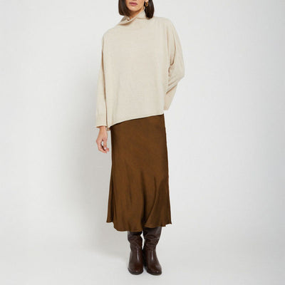 Cashmere Blend Flared Jumper in Ecru