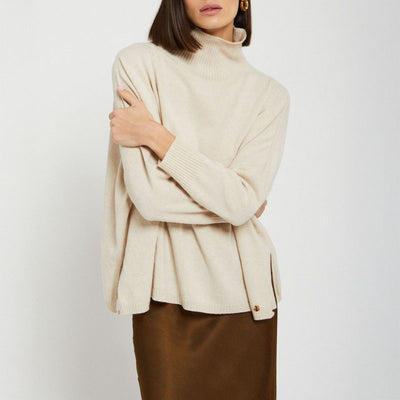 Cashmere Blend Flared Jumper in Ecru