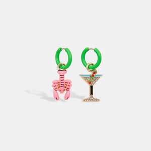 Flobster Earrings with Charms in Neon Green