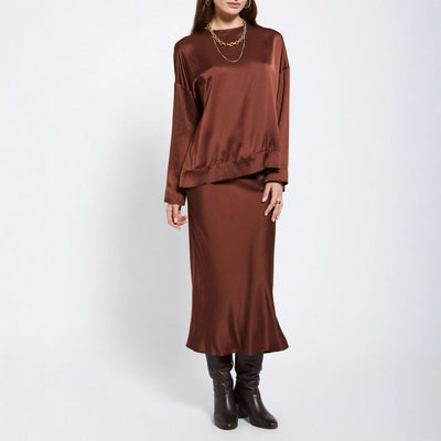 Viscose Overshirt in Chocolate