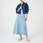 Faye Slip Skirt in Oceanic Blue